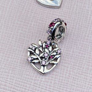 PANDORA Pink Heart Family Tree Dangle Charm